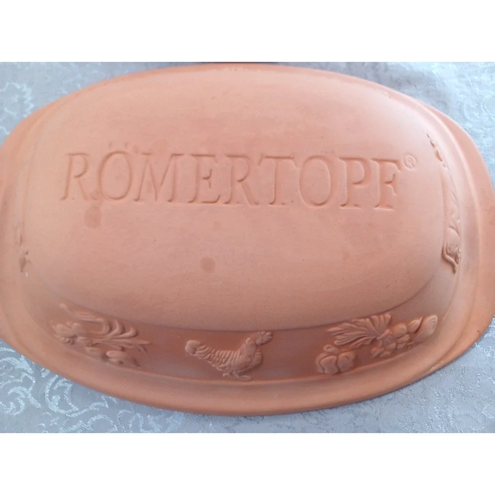 Romertopf 119 Germany Terracotta Orange Clay Large 14x10x7 Dutch Oven Roaster